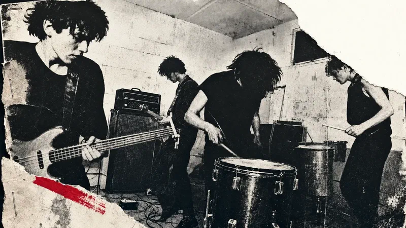 A raw black-and-white photocopy collage evokes Dead Can Dance’s early Melbourne rehearsal-room energy.